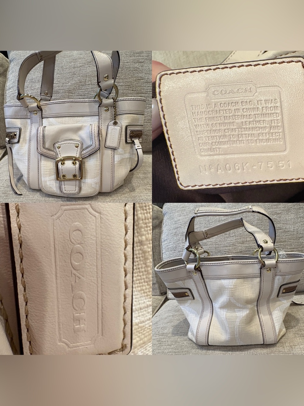 Coach Legacy White Canvas & Leather Buckle  Bag